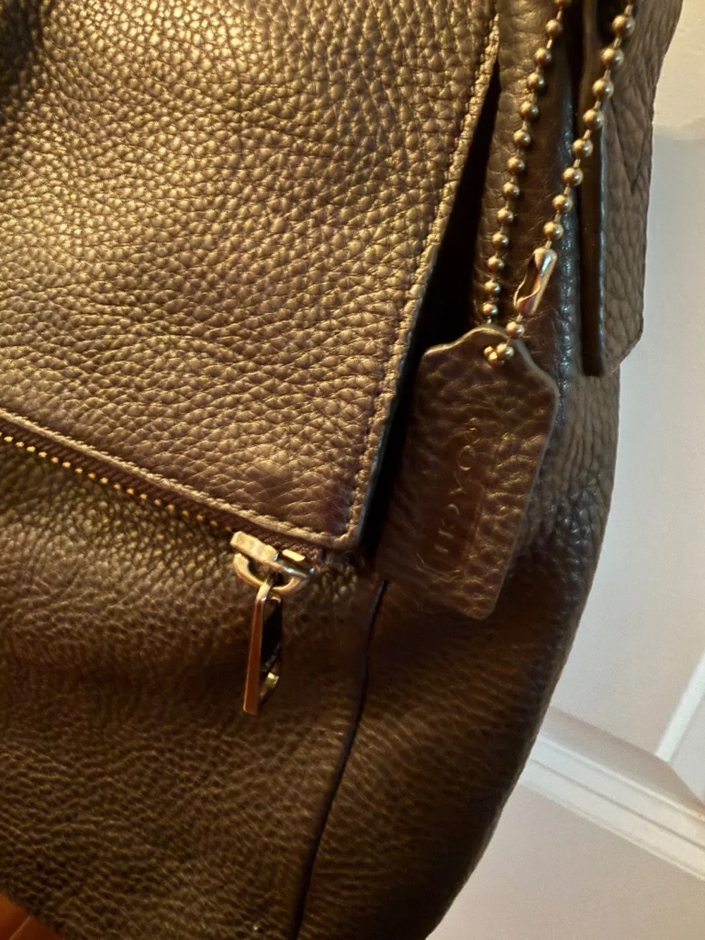 LN Coach Black All Leather Laptop Messenger Crossbody Shoulder Bag